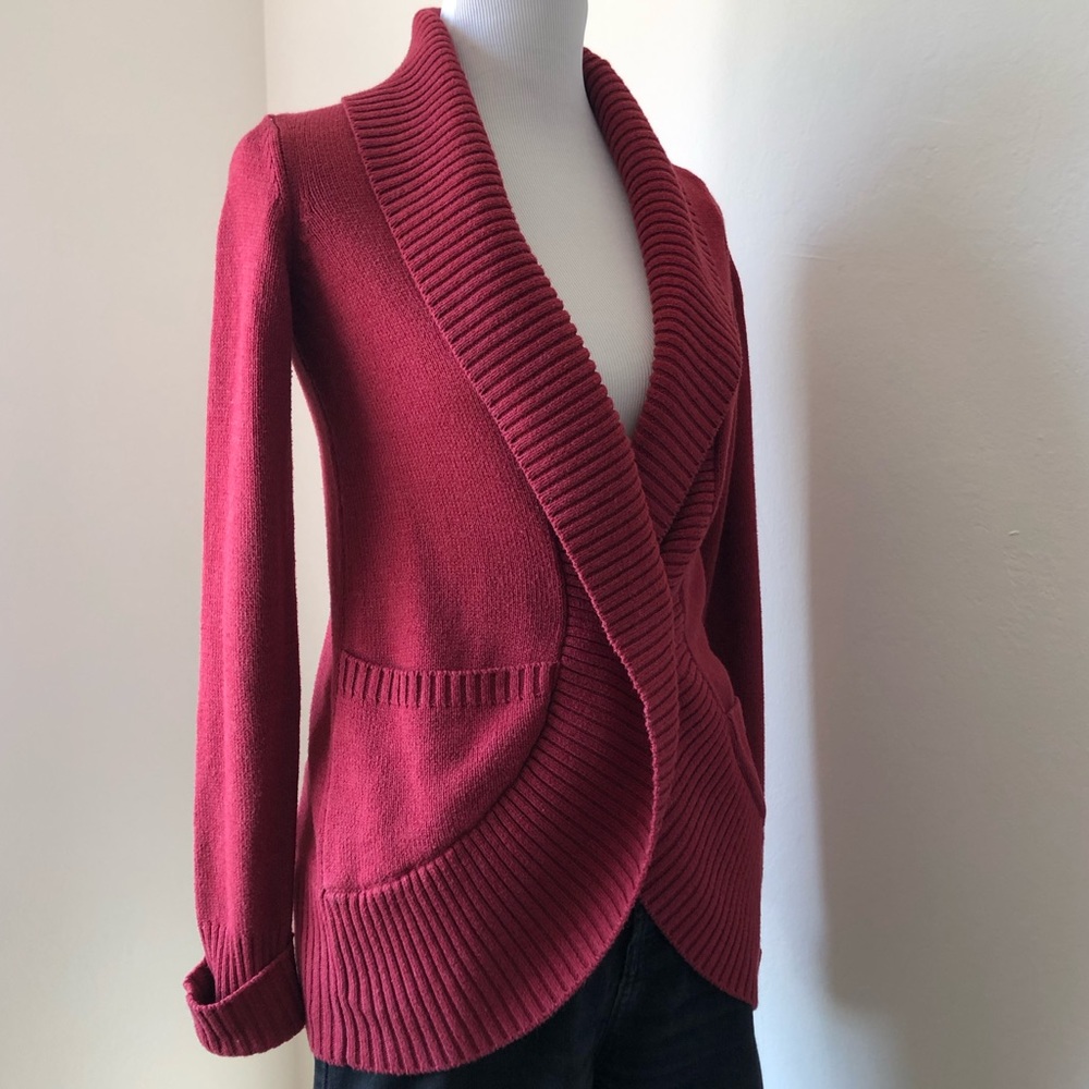 UO SILENCE + NOISE CRANBERRY CARDIGAN SM - Picture 2 of 6